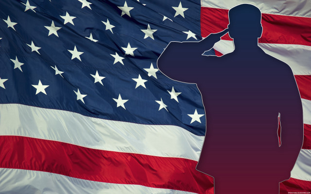 Silhouette soldier saluting flag united free wallpaper for desktop - medium preview image