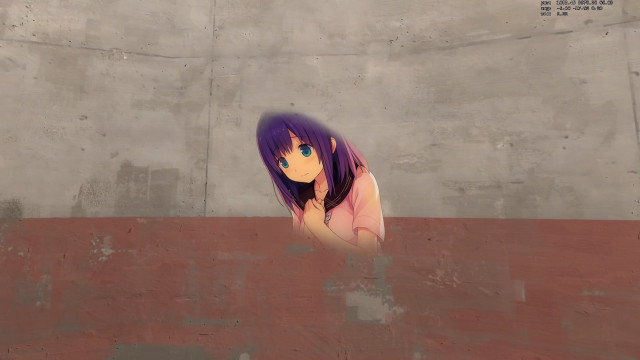 Purple haired girl graffiti school free wallpaper for desktop - medium preview image