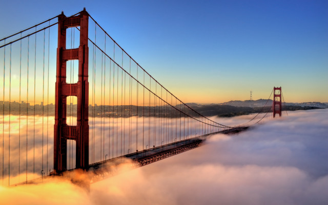 Golden gate bridge clouds sunset free wallpaper for desktop - medium preview image