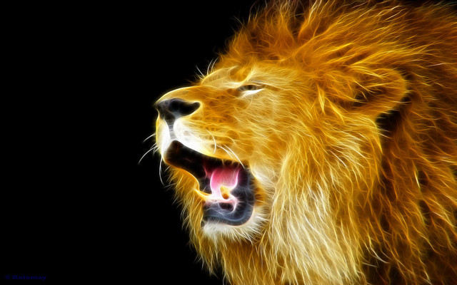 Lion open mouth digital art free wallpaper for desktop - medium preview image