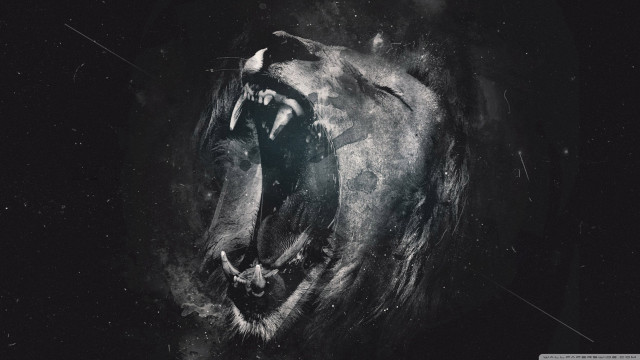 Tiger black white photo mouth free wallpaper for desktop - medium preview image