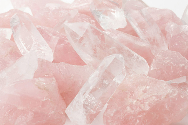 Pink crystals white surface background free wallpaper for desktop - medium preview image