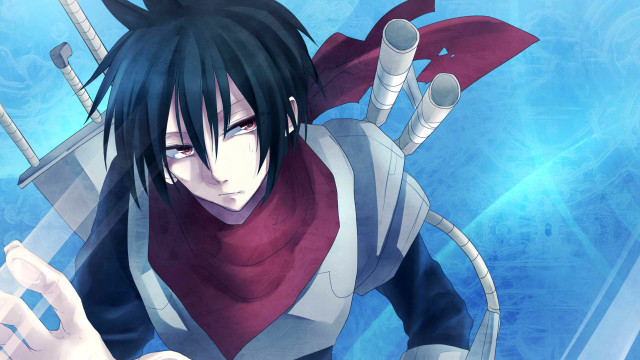 Man black hair red scarf free wallpaper for desktop - medium preview image