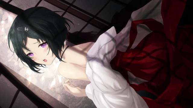 White dress green hair purple free wallpaper for desktop - medium preview image