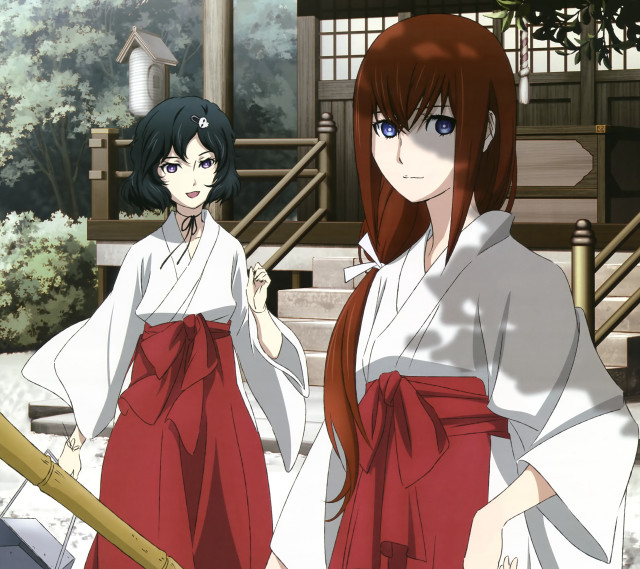 Anime girls kimonos building wooden free wallpaper for tablet - medium preview image