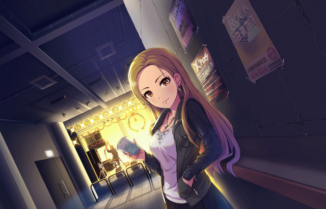 Girl standing hallway cell phone free wallpaper for desktop - medium preview image