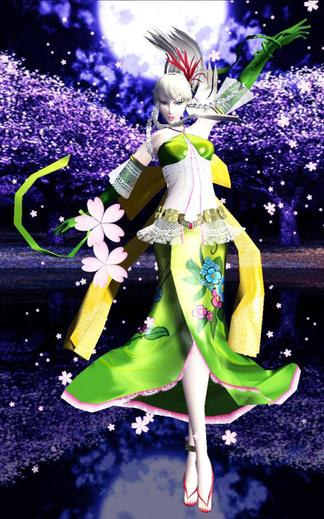 Woman green dress flowers moon free wallpaper for mobile - medium preview image