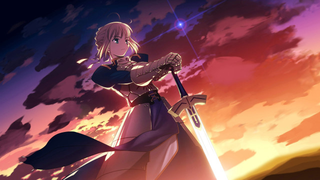 Woman sword sunset clouds stars #2 free wallpaper for desktop - medium preview image