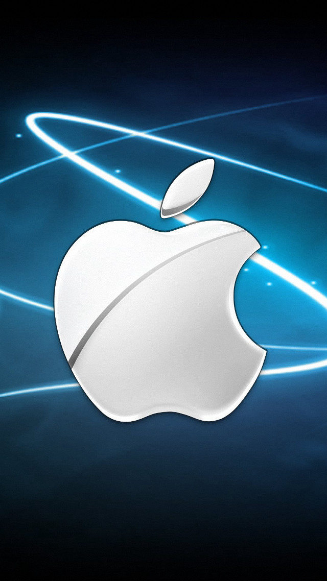 Apple logo dark background blue #3 free wallpaper for mobile - medium preview image