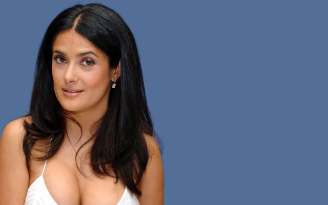 Woman blue background symmetrical jewelry free wallpaper for desktop - medium preview image