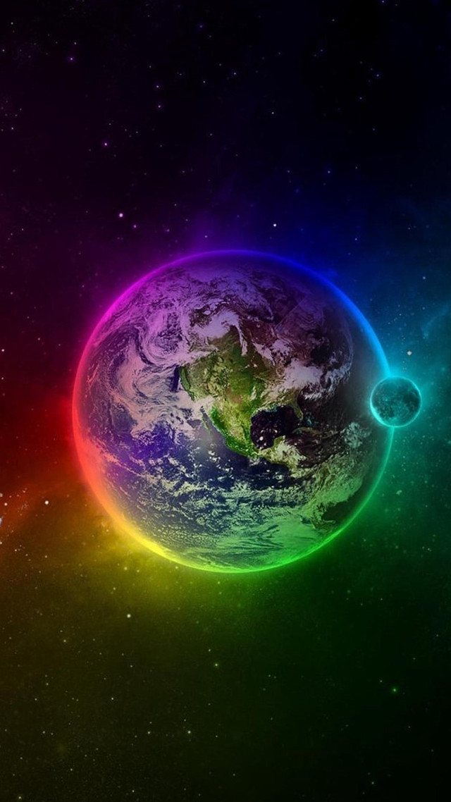 Colorful earth space stars rainbow #8 free wallpaper for mobile - medium preview image