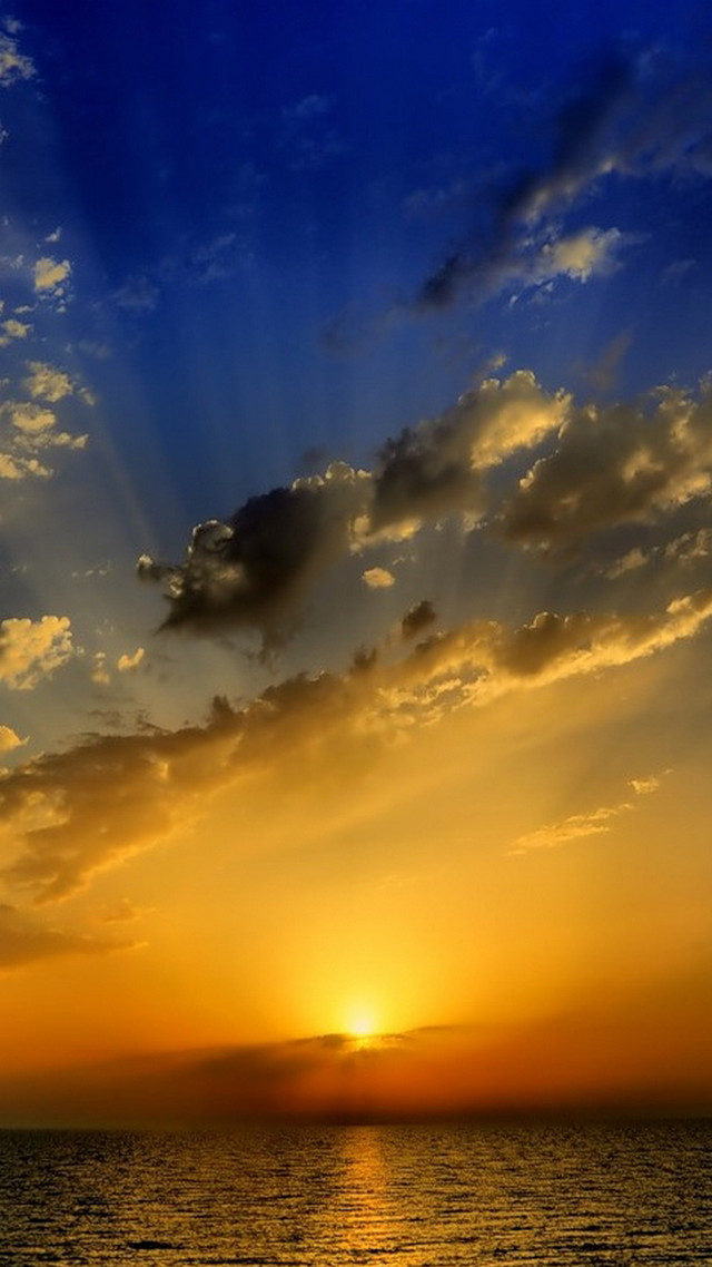 Sunset ocean boat clouds sky #4 free wallpaper for mobile - medium preview image