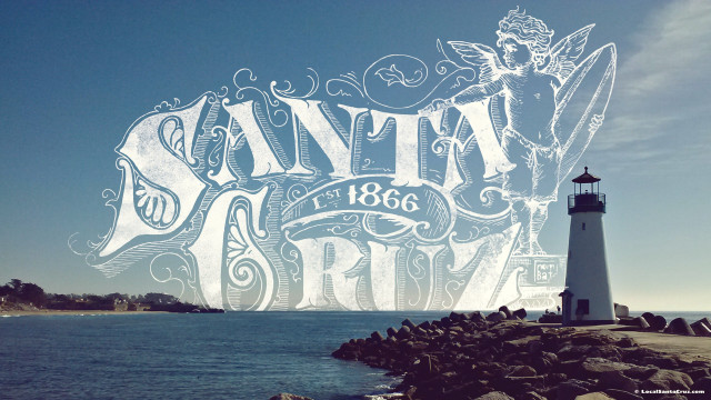 Lighthouse santa cruz sign blue free wallpaper for desktop - medium preview image