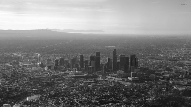 City mountains plane flying black free wallpaper for desktop - medium preview image