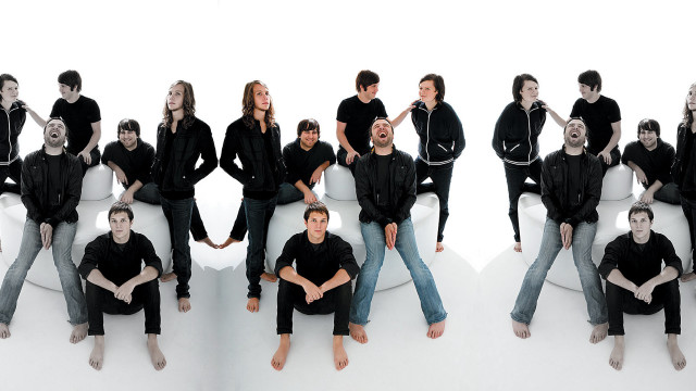 Group people white surface hands free wallpaper for desktop - medium preview image