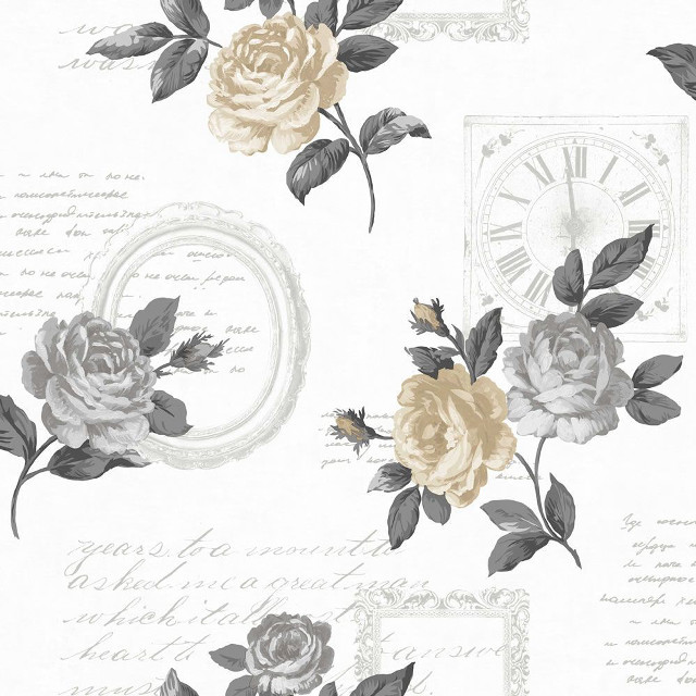 White grey wallpaper roses clock free wallpaper for tablet - medium preview image