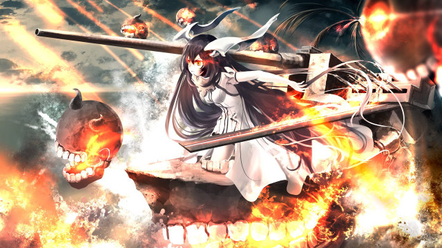 Woman sword demon vehicle flames free wallpaper for desktop - medium preview image