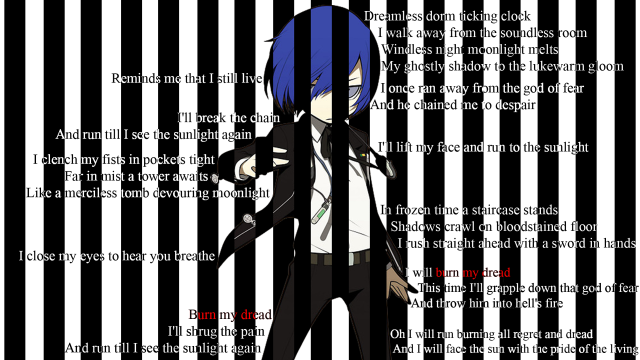 Blue hair anime character striped free wallpaper for desktop - medium preview image