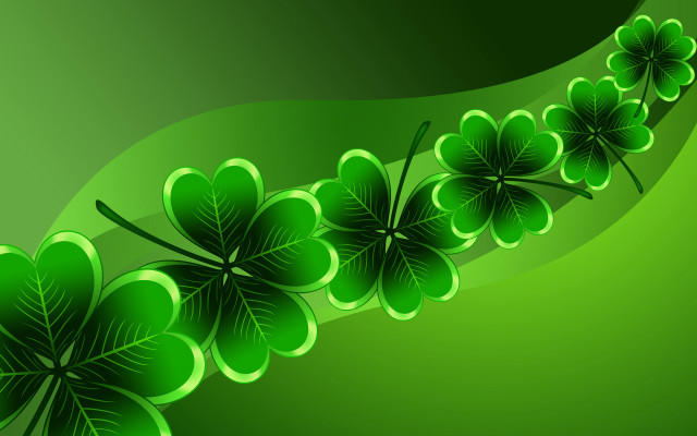 Green background four leaf clovers #5 free wallpaper for desktop - medium preview image