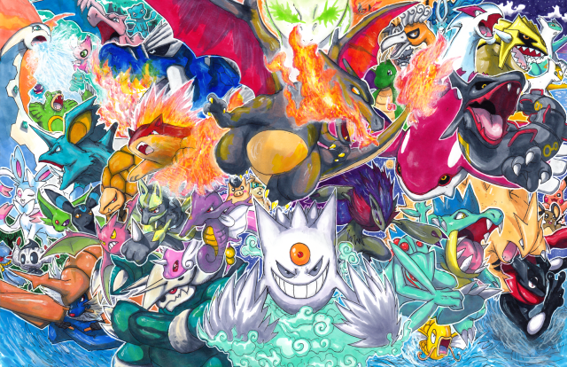 Pokemon group fireball flame spoon free wallpaper for desktop - medium preview image
