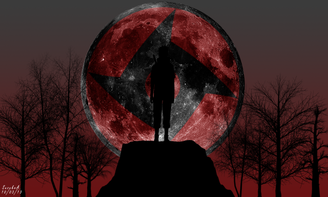 Man hill red moon trees free wallpaper for desktop - medium preview image