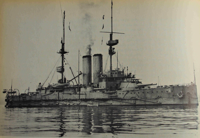 Battleship floating water boat smoke #2 free wallpaper for desktop - medium preview image