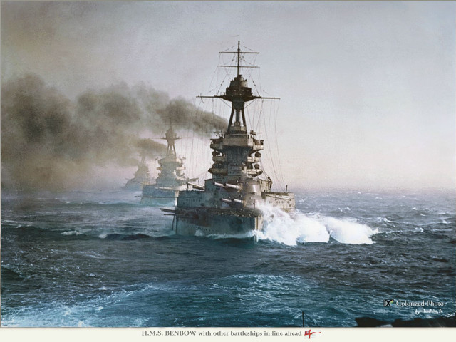 Battleship ocean smoke billowing middle free wallpaper for desktop - medium preview image