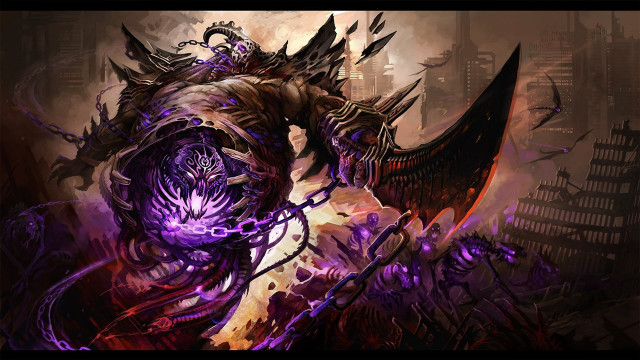 Demonic creature purple black hair free wallpaper for desktop - medium preview image