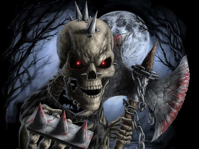 Skeleton knife chain demon shoulder free wallpaper for desktop - medium preview image