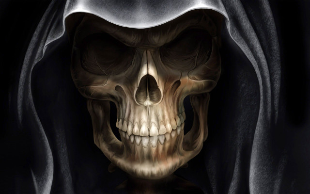 Skeleton hooded hood skull middle #2 free wallpaper for desktop - medium preview image