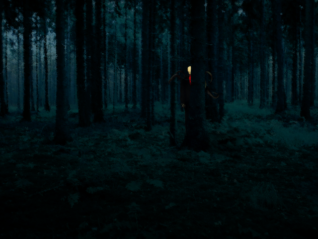 Dark forest person flashlight light free wallpaper for desktop - medium preview image