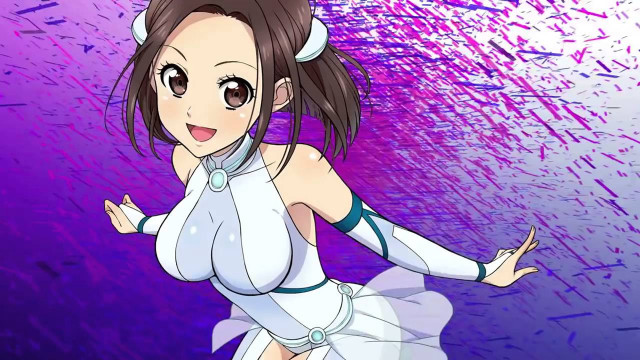 Woman white dress purple background free wallpaper for desktop - medium preview image