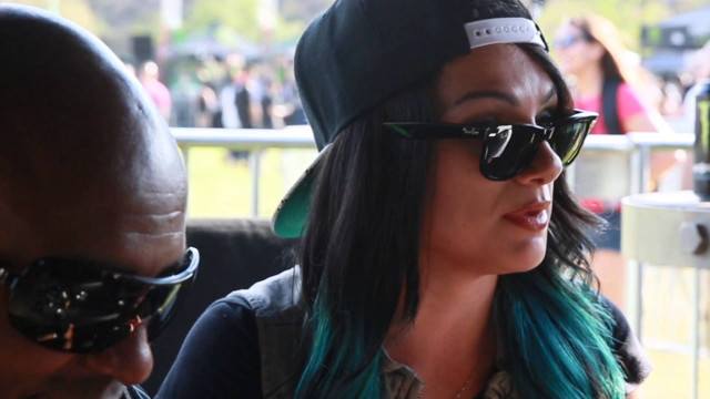 Green hair sunglasses promotional portrait free wallpaper for desktop - medium preview image