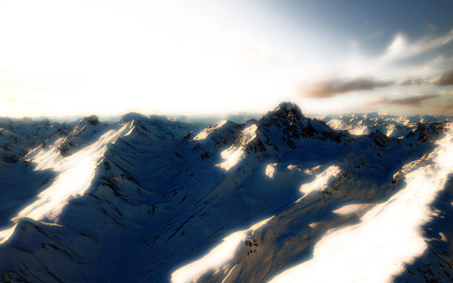 Large mountain snow cloudy sky free wallpaper for desktop - medium preview image