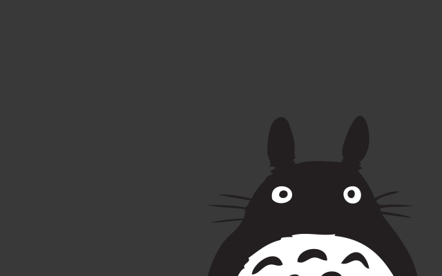 Totoro black white halfmoon background free wallpaper for desktop - medium preview image