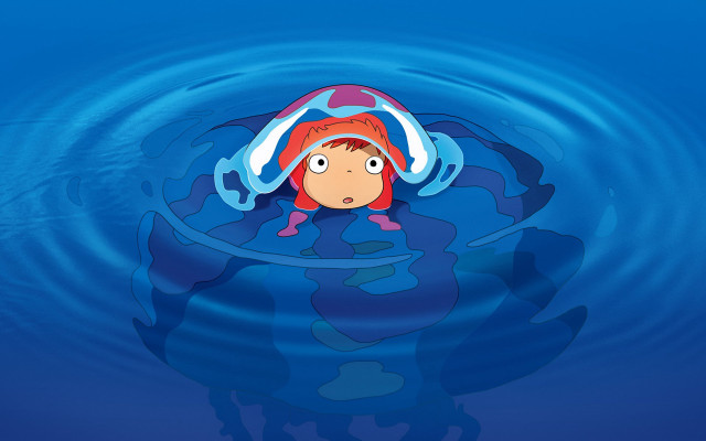 Cartoon floating water red hat free wallpaper for desktop - medium preview image