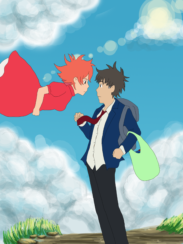 Man woman grass sky background free wallpaper for mobile - medium preview image