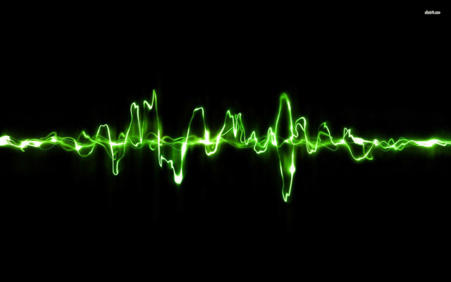 Green wave sound black background #2 free wallpaper for desktop - medium preview image