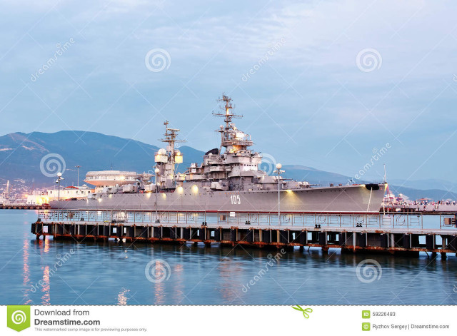 Battleship dock pier water mountains free wallpaper for desktop - medium preview image