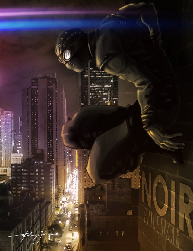 Man jumping city night neon free wallpaper for mobile - medium preview image