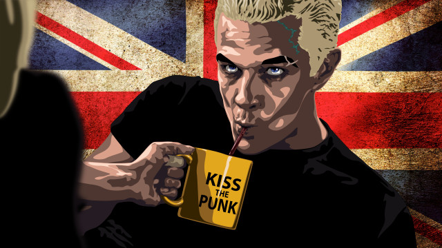 Man drinking coffee british flag free wallpaper for desktop - medium preview image