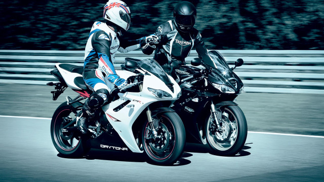 Motorcycles riding road fence trees free wallpaper for desktop - medium preview image