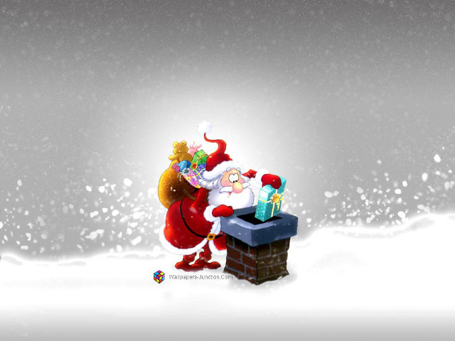 Santa chimney presents snow aurora free wallpaper for desktop - medium preview image
