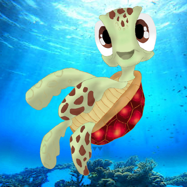 Cartoon turtle swimming red ball free wallpaper for tablet - medium preview image