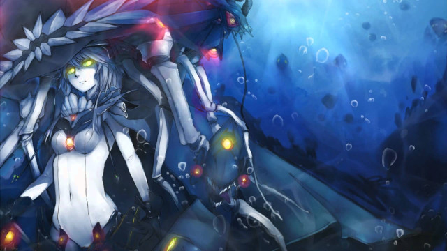 Woman sword hat blue background free wallpaper for desktop - medium preview image