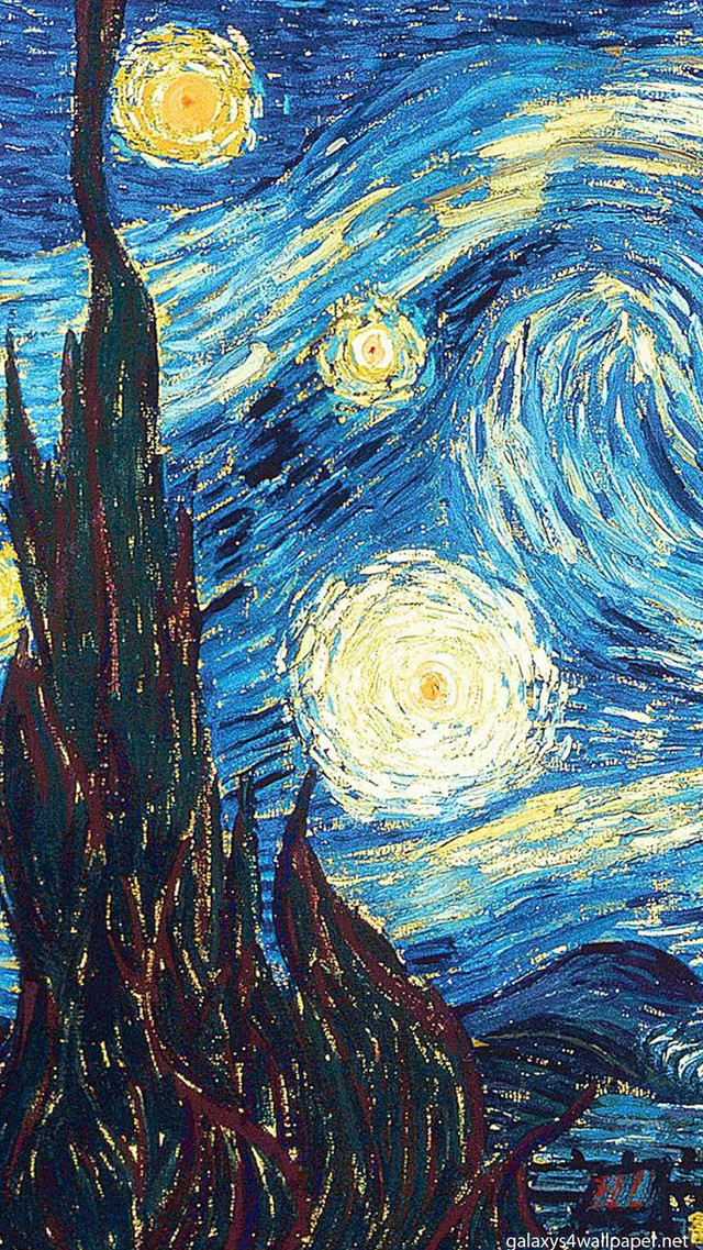 Starry night tree blue yellow free wallpaper for mobile - medium preview image