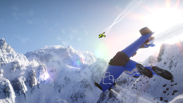 Snowboarder flying mountain range bird free wallpaper for desktop - medium preview image