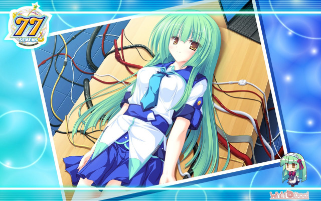Anime girl green hair blue #2 free wallpaper for desktop - medium preview image