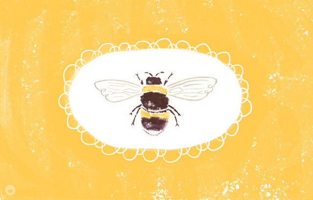 Bee yellow background white circle free wallpaper for desktop - medium preview image