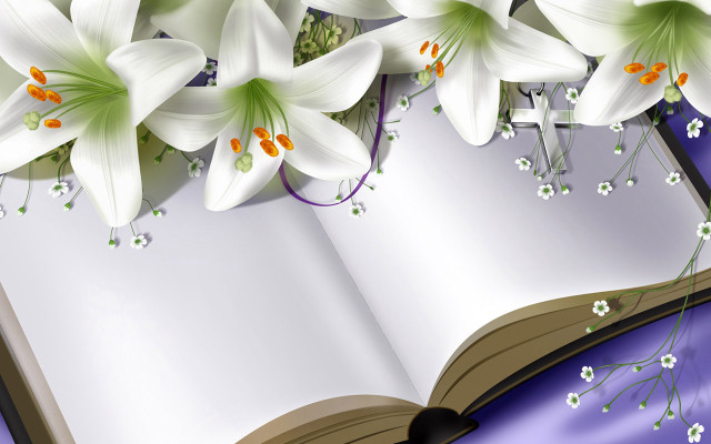 Book flowers purple background border free wallpaper for desktop - medium preview image